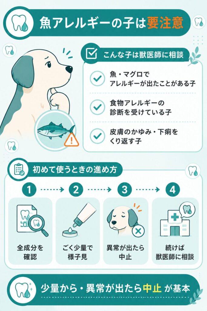 魚アレルギーの子の注意点と初回手順のチェック図