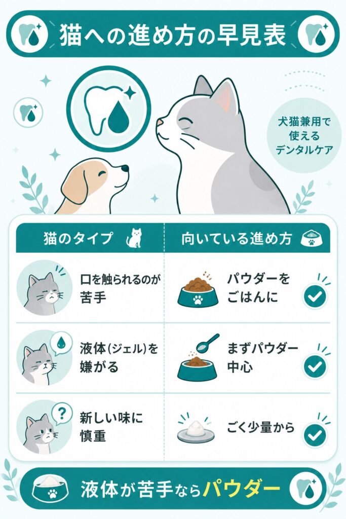 猫への進め方のタイプ別早見表