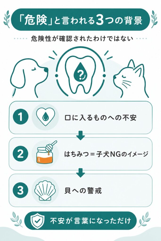ワンモナイトが危険と検索される3つの背景を示した図
