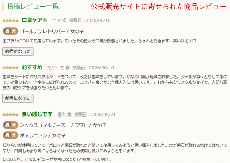 歯石は取れないが口臭は軽減という購入者レビュー
