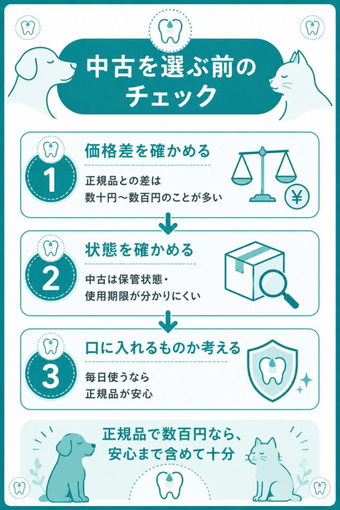 中古を選ぶ前の確認手順を示したフロー図