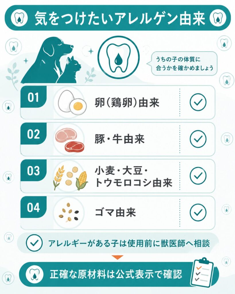 注意したいアレルゲン由来の原料を示した図