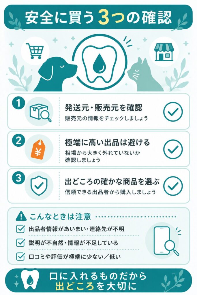 偽物や転売を避ける確認ポイントの図解